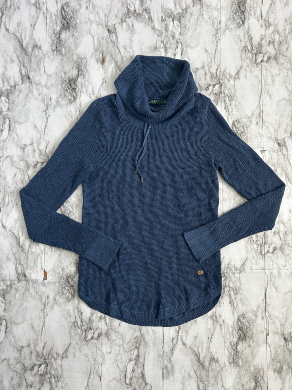 Lauren Ralph Lauren women’s size small  cotton blend cowl neck sweater navy blue